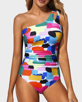 Rosyswim - One Shoulder One Piece Swimsuit for Women Tummy Control Bathing Suits